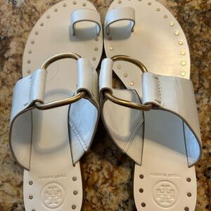 Tory Burch white sandals size 9.